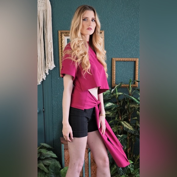 NWT Tie-Front Organic Cotton T-shirt - Picture 5 of 6